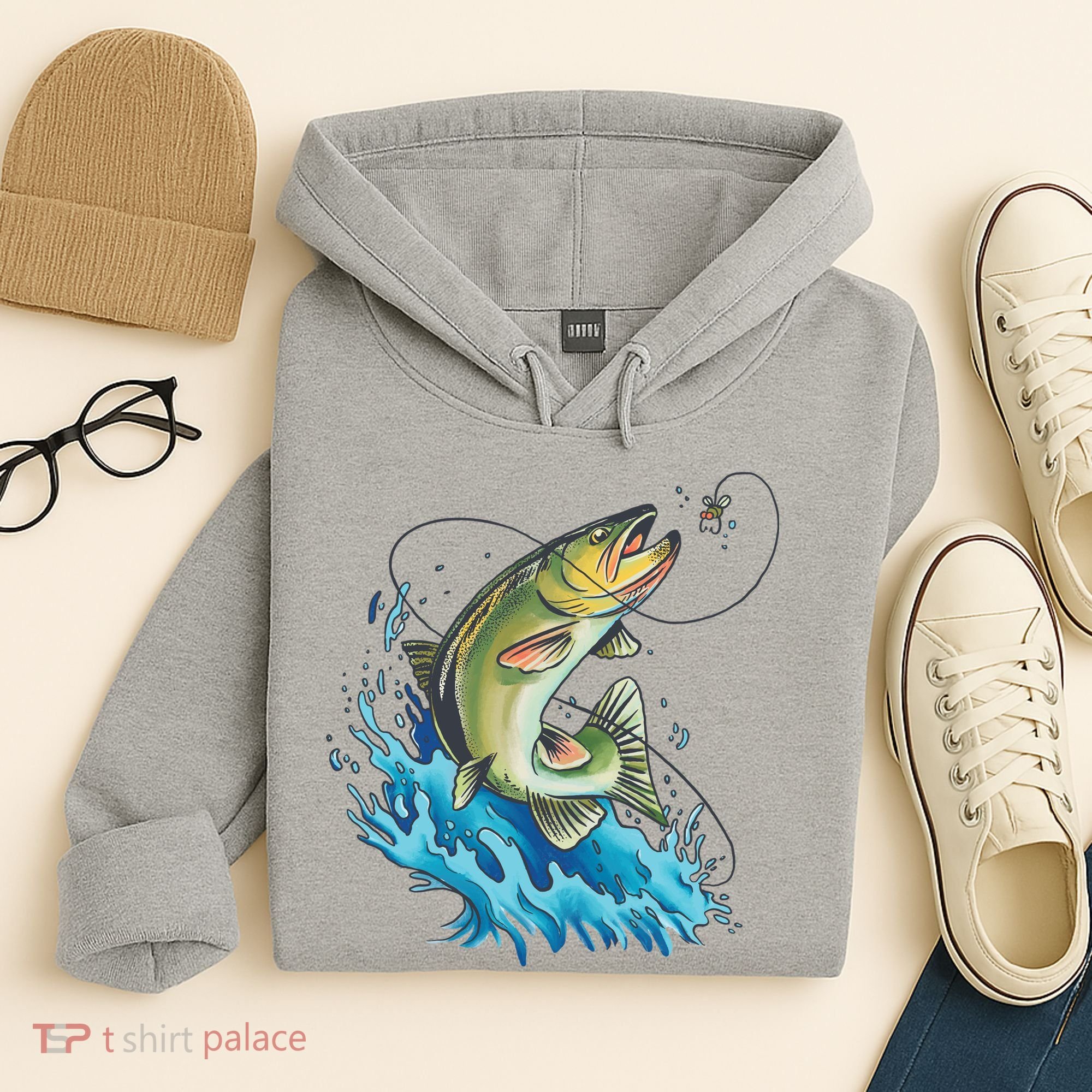 Bass Fishing Water Hoodie