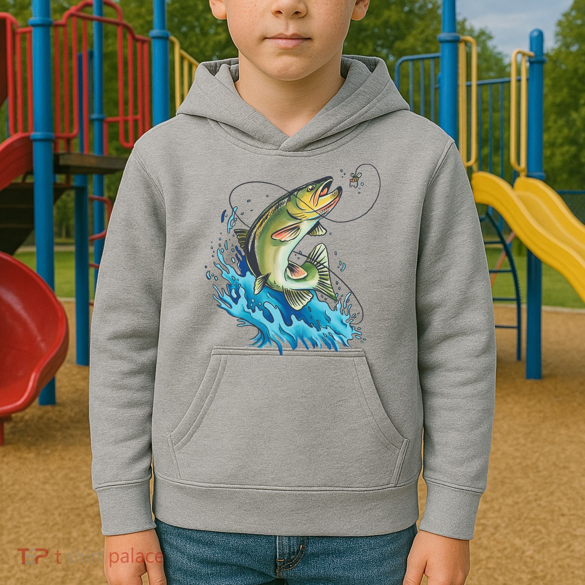 Bass Fishing Water Kids Hoodie