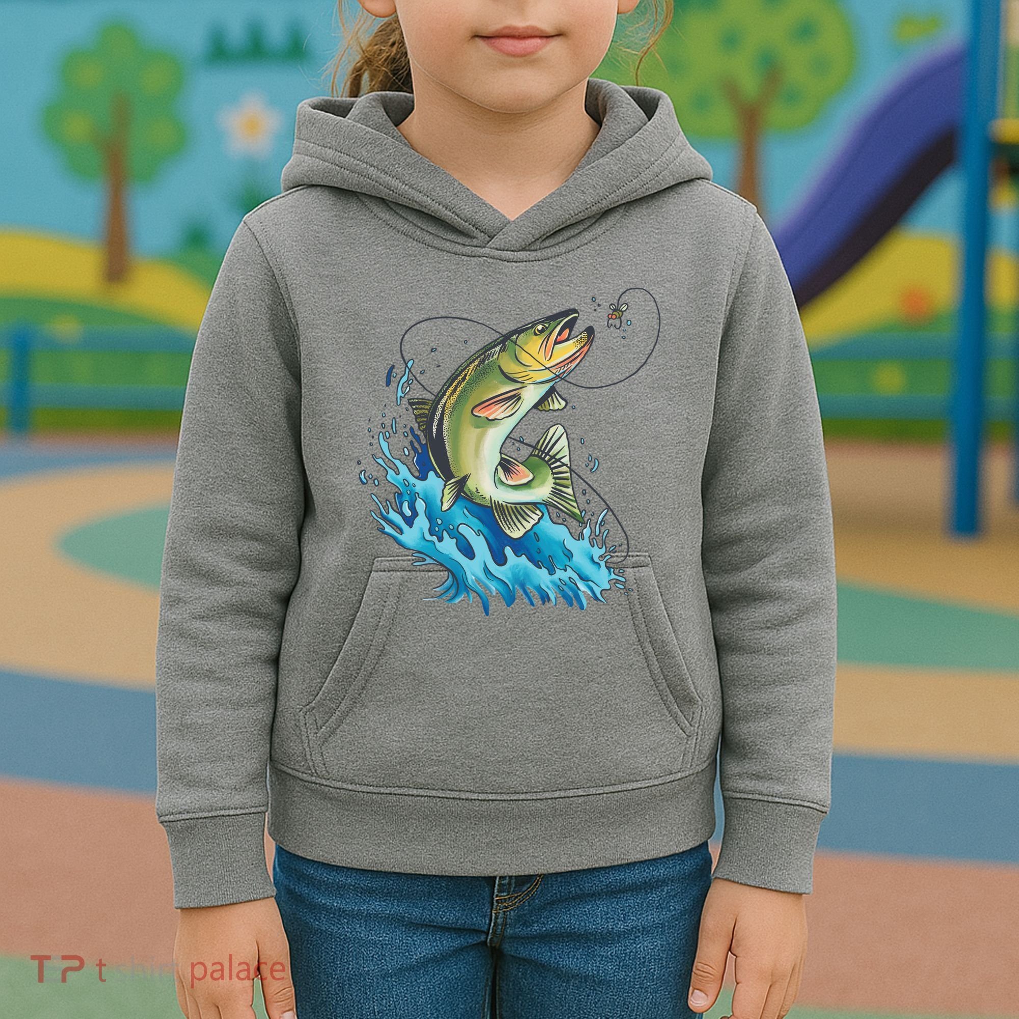 Bass Fishing Water Kids Hoodie