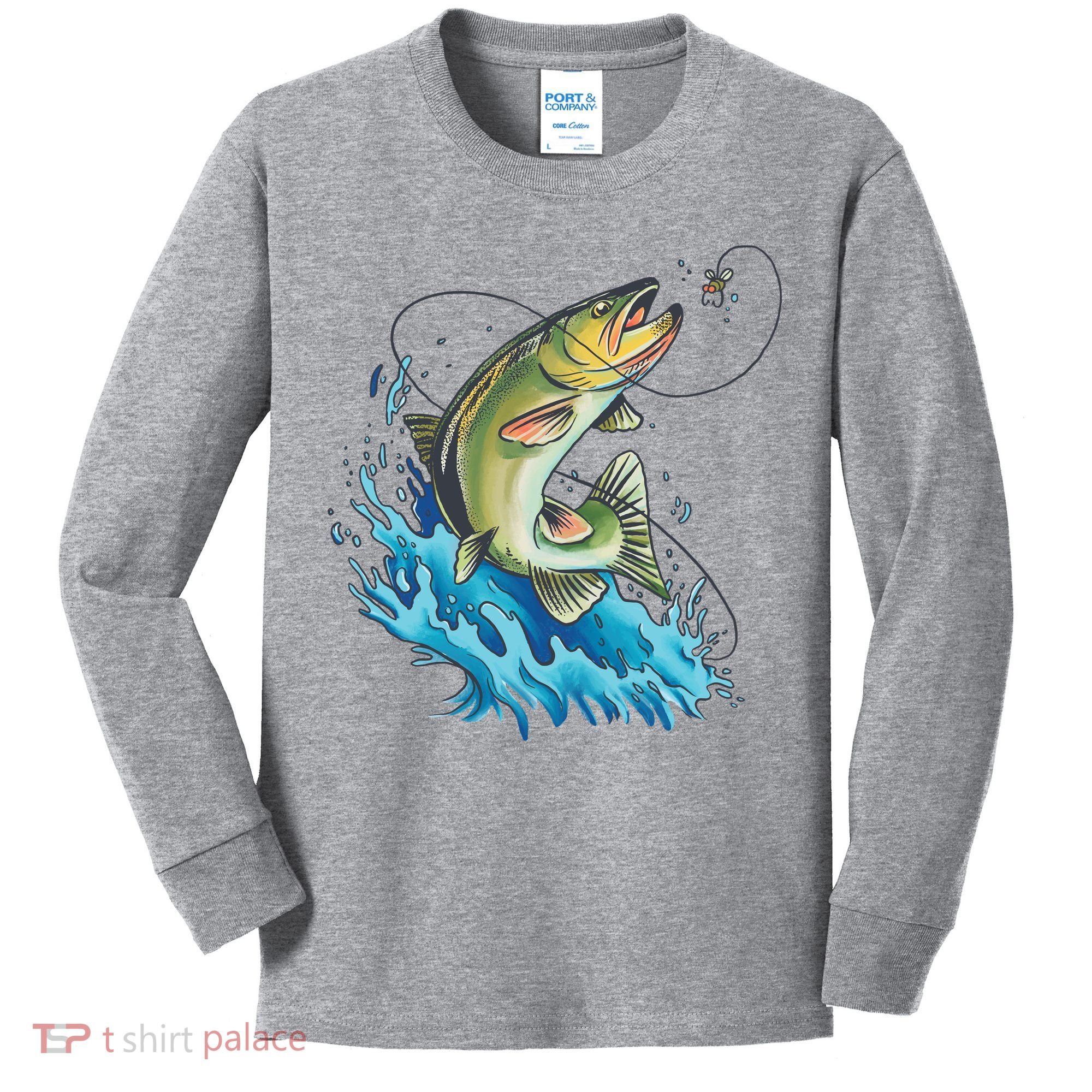 Bass Fishing Water Kids Long Sleeve Shirt