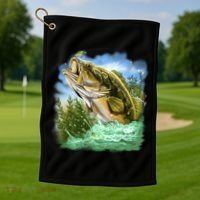 Bass In Action Golf Towel thumb 1