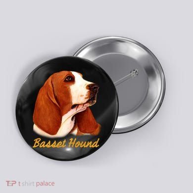 Basset Hound Dog Signature Portrait Button