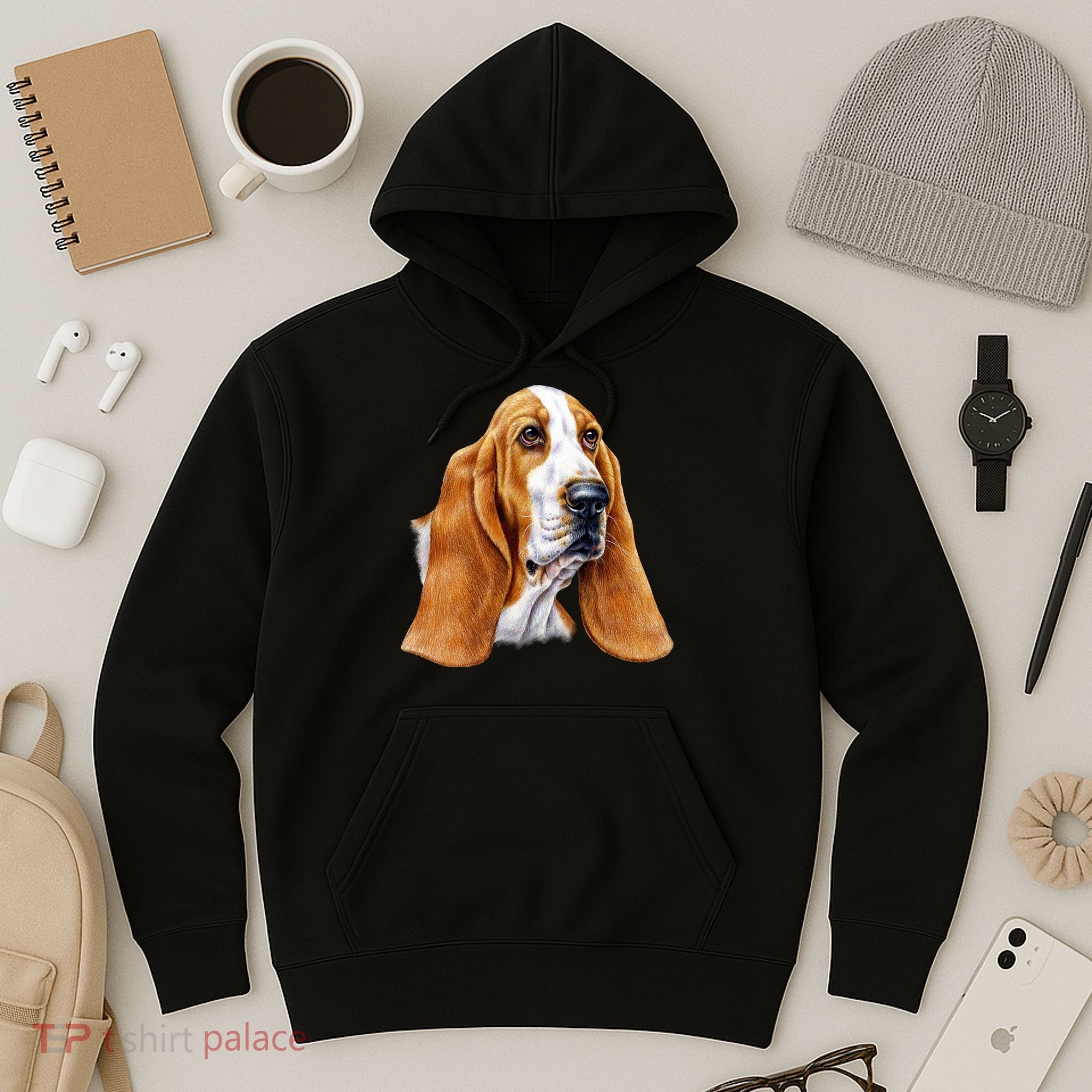 Basset Hound Face Hoodie