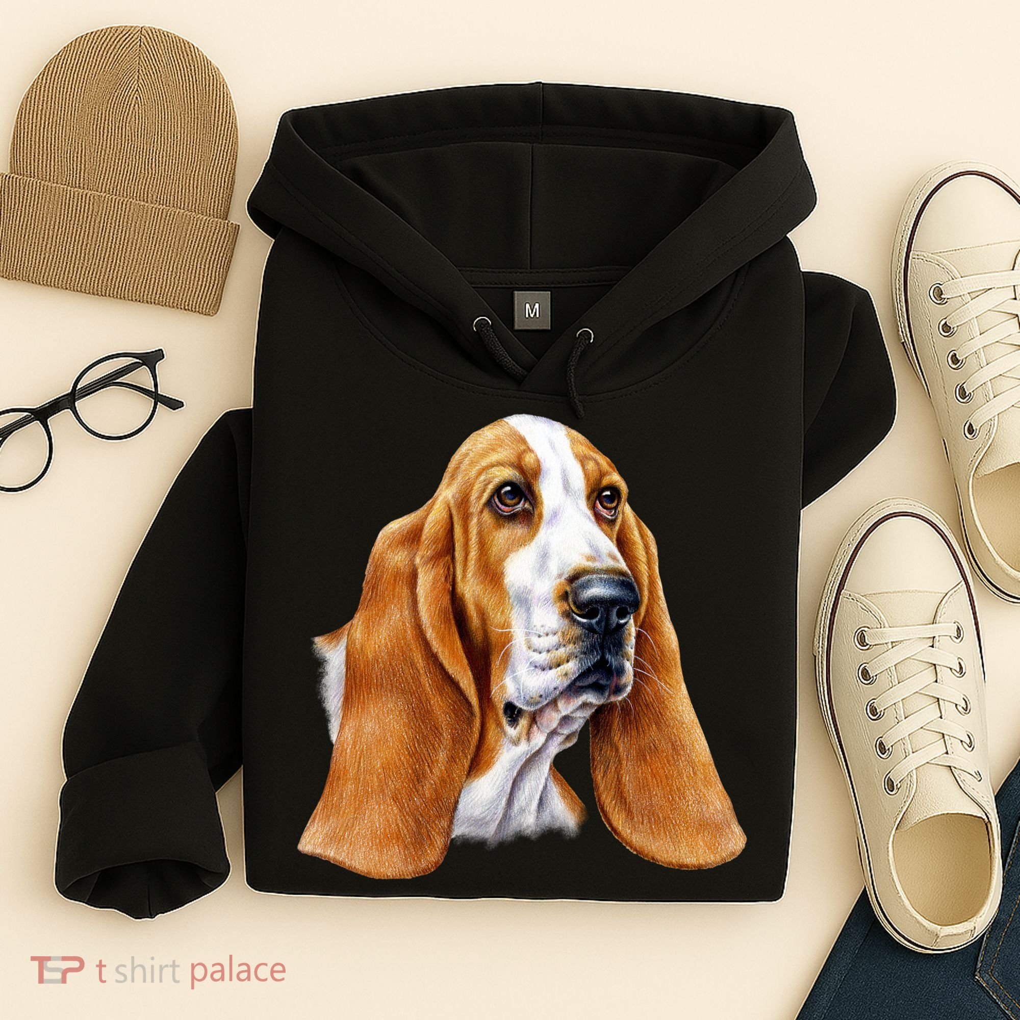 Basset Hound Face Hoodie