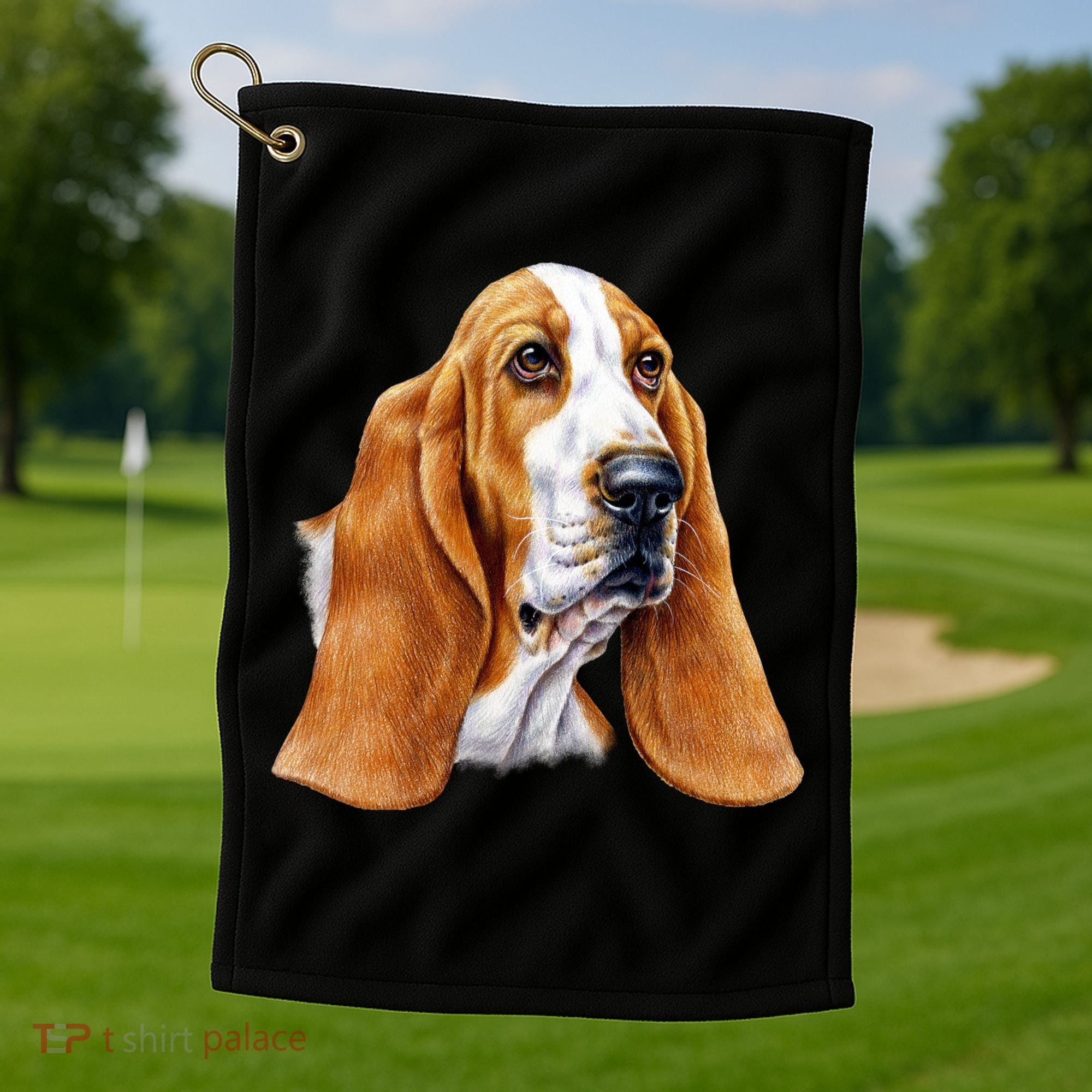 Basset Hound Face Golf Towel