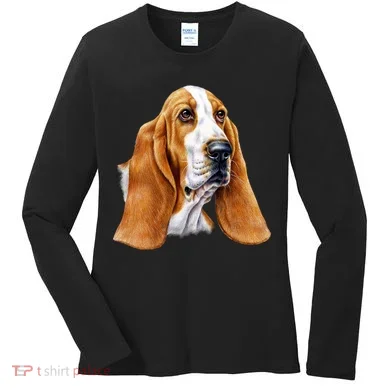 Basset Hound Face Women's Long Sleeve Shirt