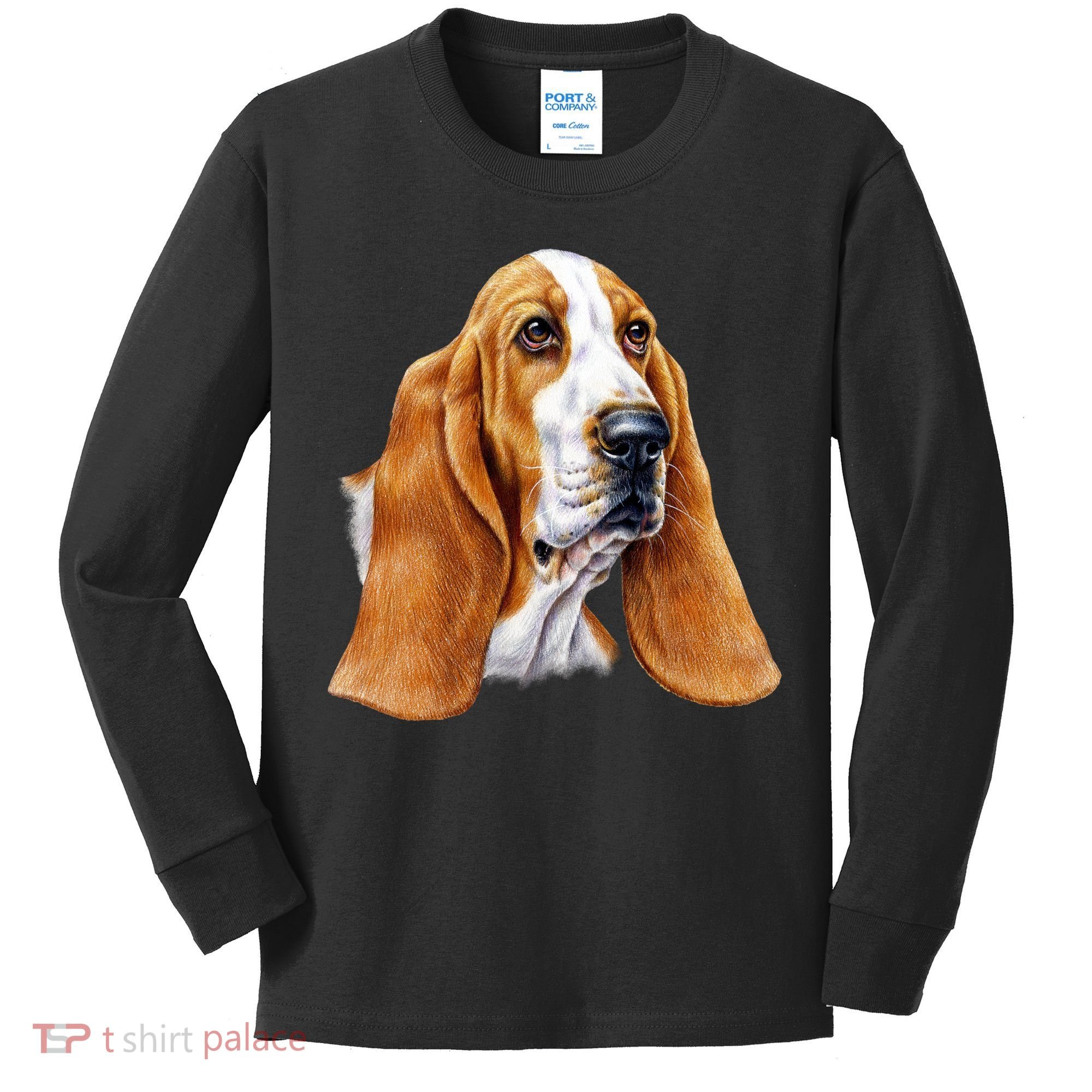 Basset Hound Face Kids Long Sleeve Shirt