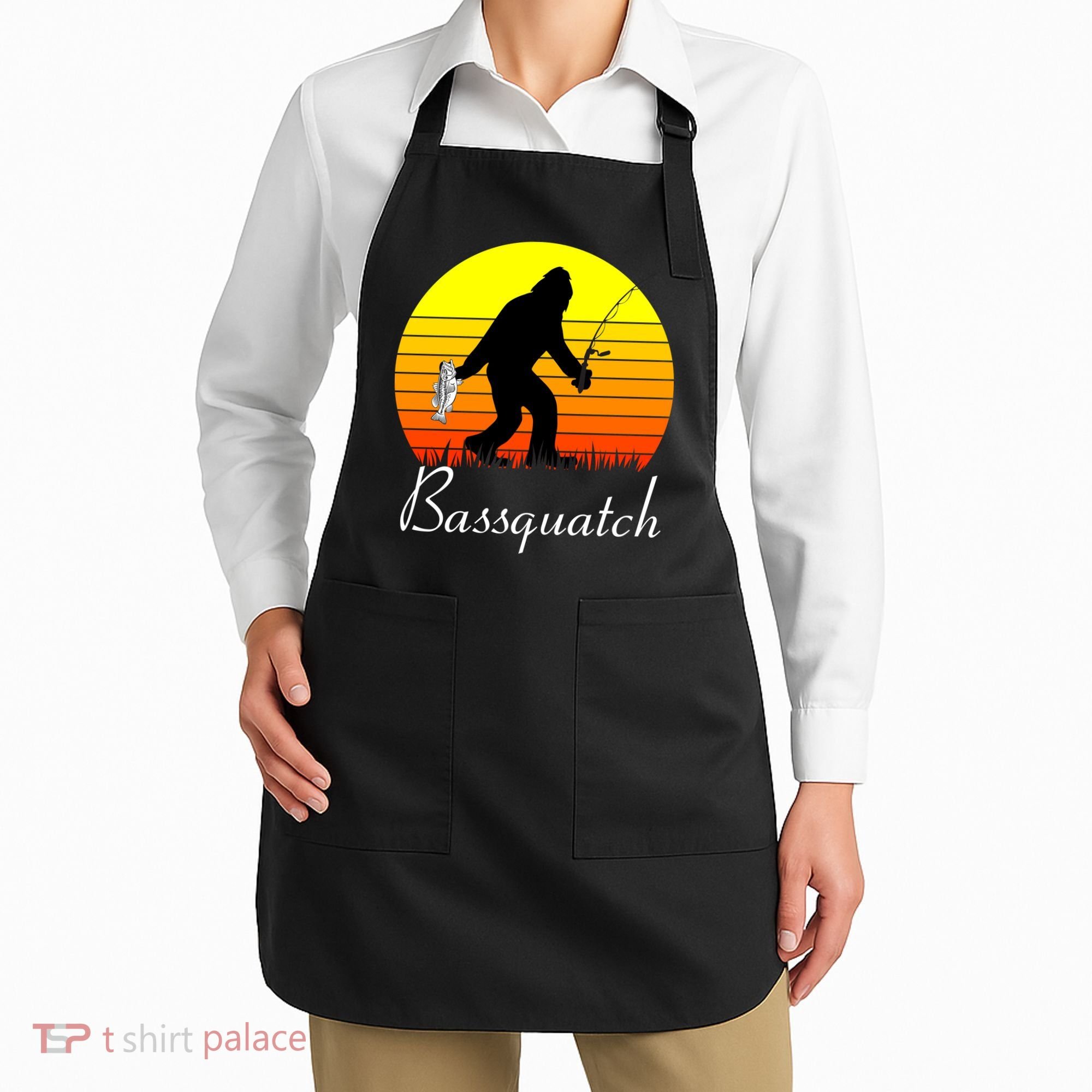 Bassquatch Bigfoot Fishing Apron