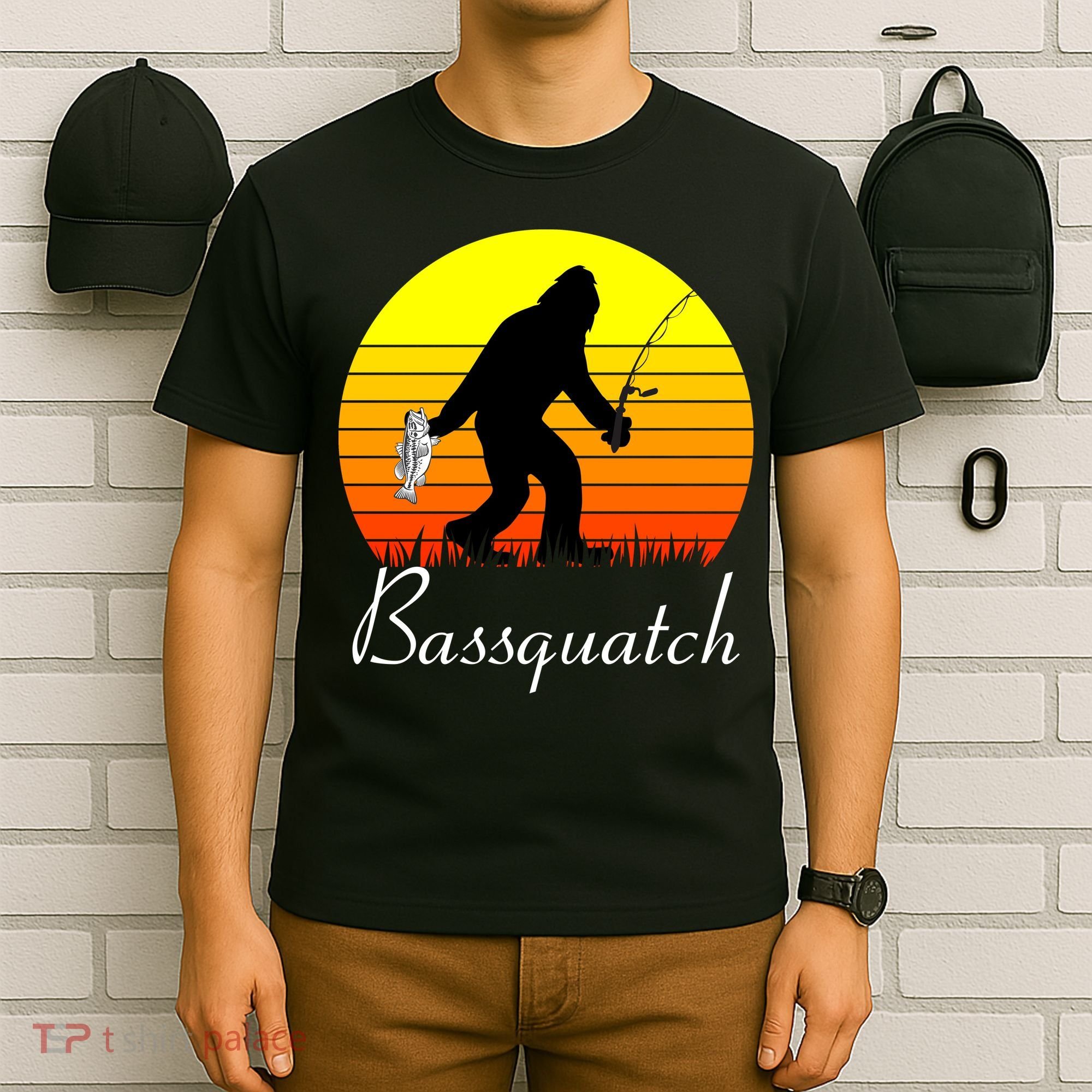 Bassquatch Bigfoot Fishing T-Shirt