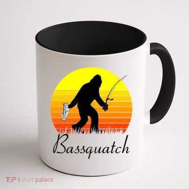 Bassquatch Bigfoot Fishing Coffee Mug back