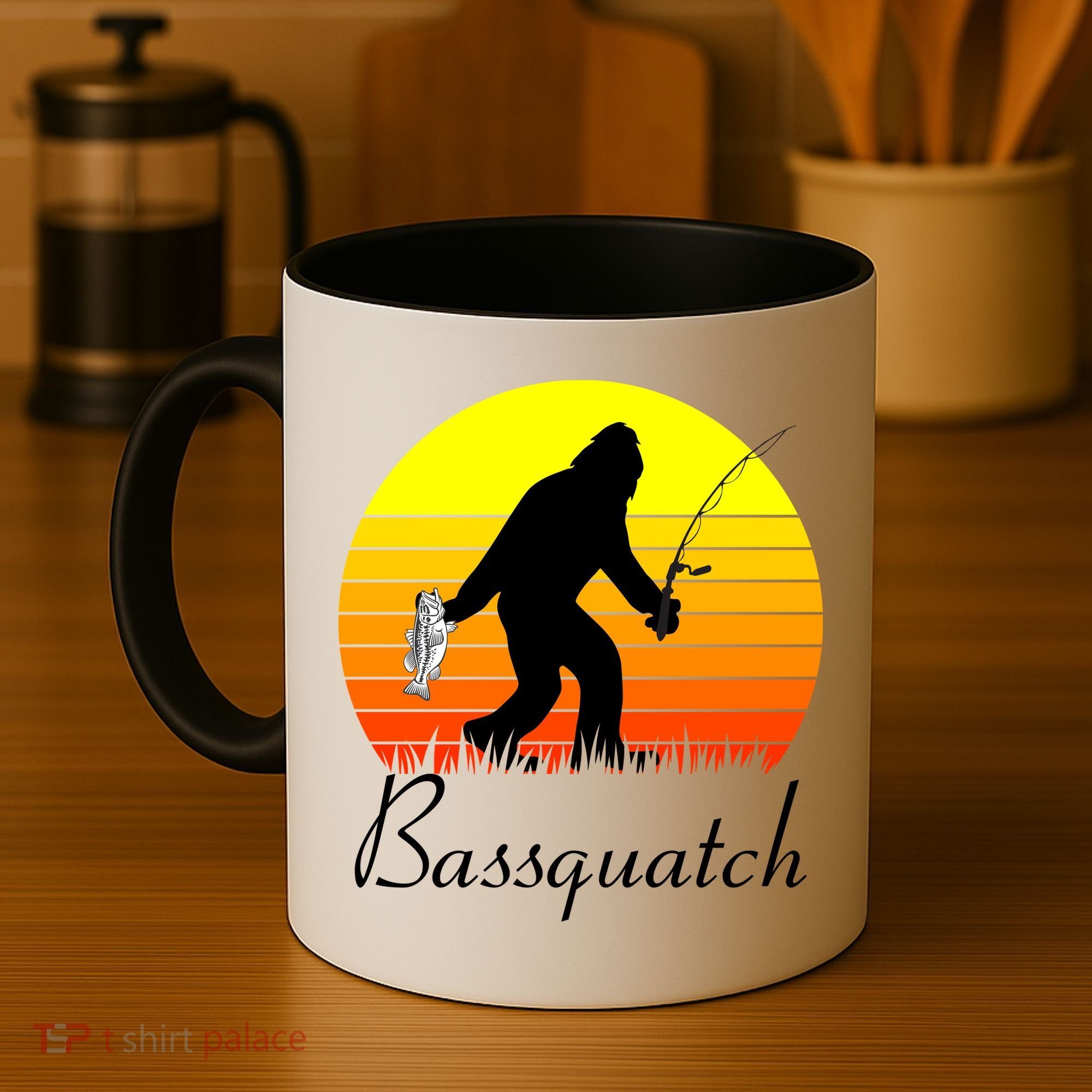 Bassquatch Bigfoot Fishing Coffee Mug