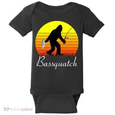 Bassquatch Bigfoot Fishing Baby Bodysuit