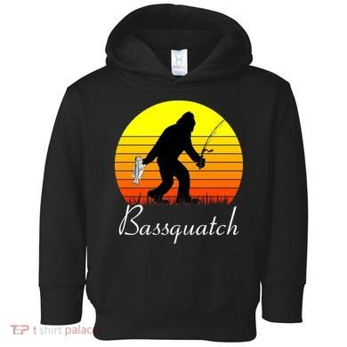 Bassquatch Bigfoot Fishing Toddler Hoodie