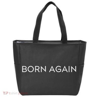 Born Again Trendy Christian Saying Minimal Tote Bag