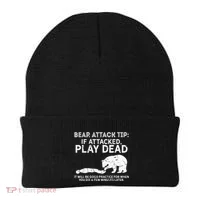 Bear Attack Tip If Attacked Play Dead Beanie thumb 0