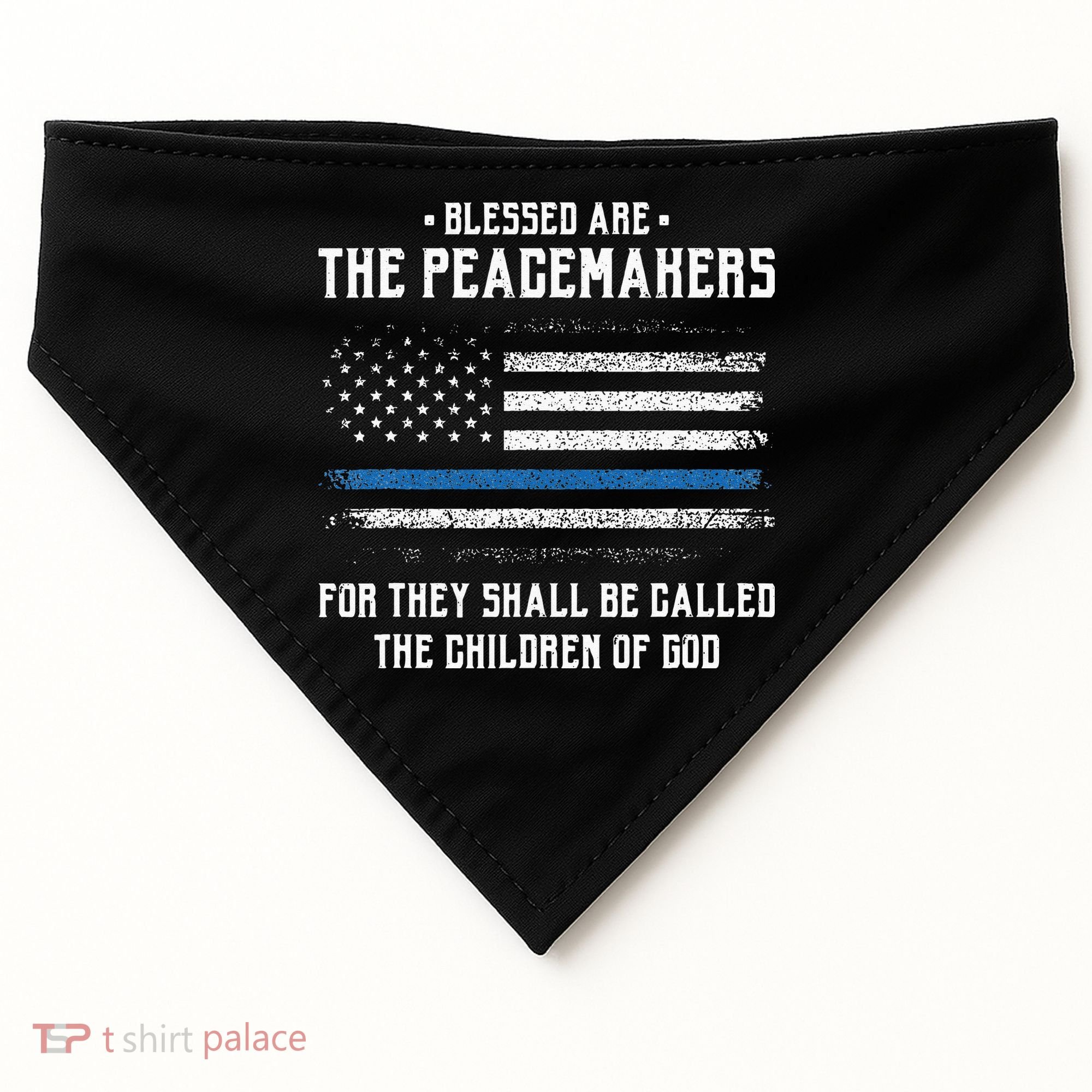 Blessed Are The Peacemakers Blue Line Police Cop USA-Made Doggie Bandana