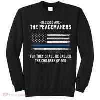 Blessed Are The Peacemakers Blue Line Police Cop Sweatshirt thumb 0