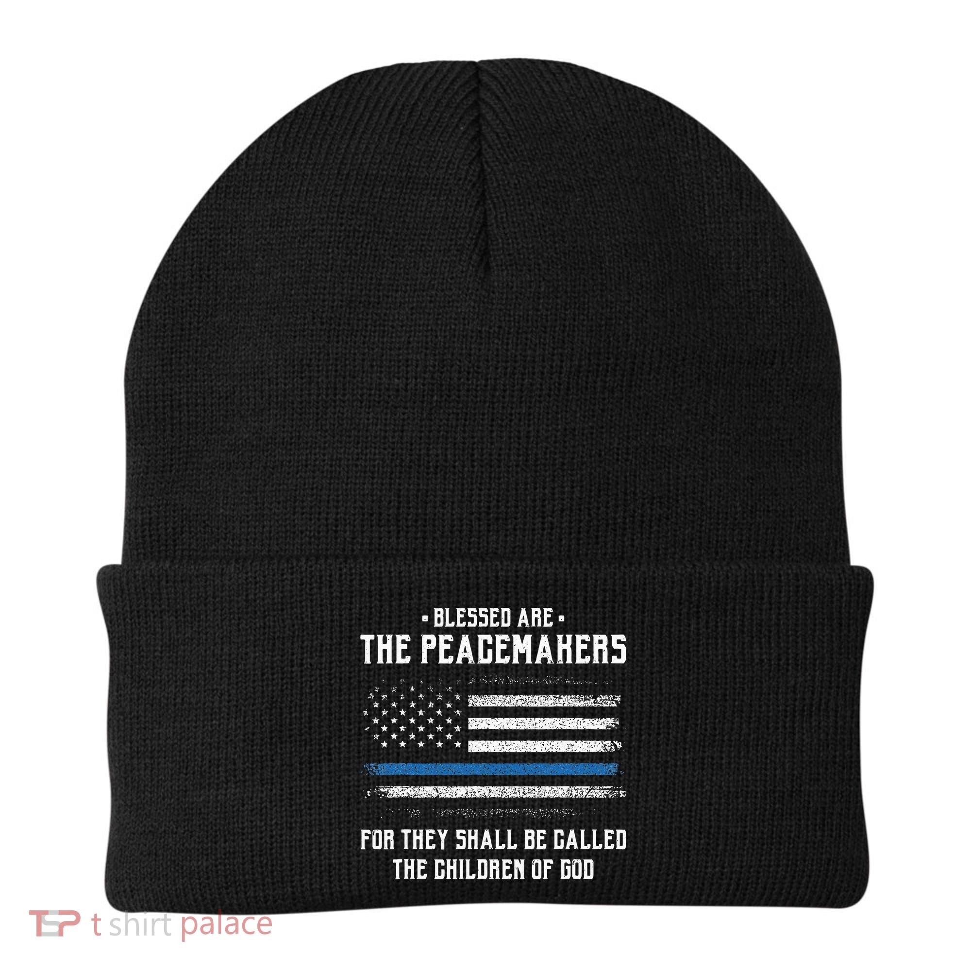 Blessed Are The Peacemakers Blue Line Police Cop Beanie
