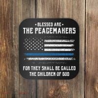 Blessed Are The Peacemakers Blue Line Police Cop Coaster thumb 0