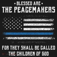 Blessed Are The Peacemakers Blue Line Police Cop Women's Hoodie thumb 2