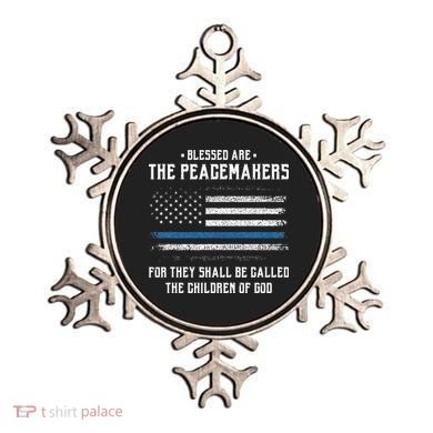 Blessed Are The Peacemakers Blue Line Police Cop Ornament