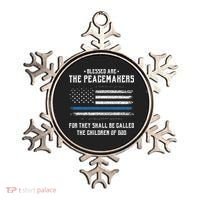 Blessed Are The Peacemakers Blue Line Police Cop Ornament thumb 0
