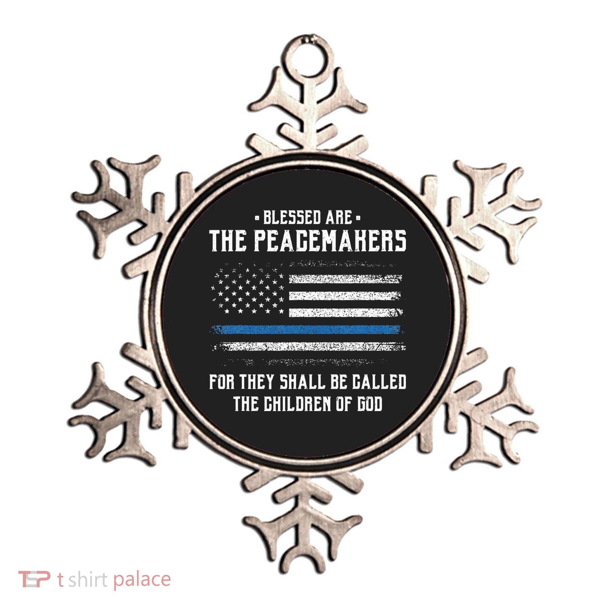 Blessed Are The Peacemakers Blue Line Police Cop Ornament