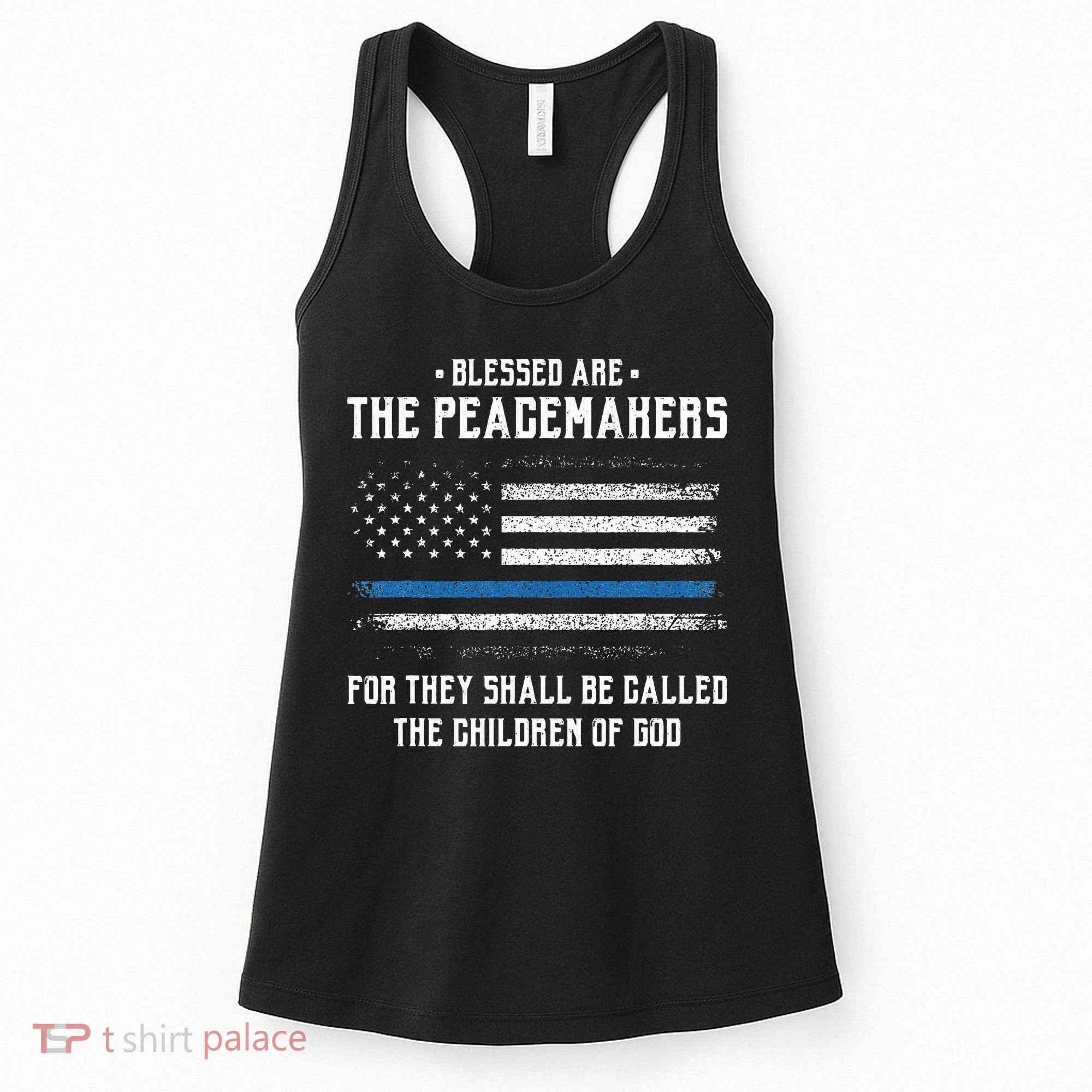 Blessed Are The Peacemakers Blue Line Police Cop Women's Tank Top