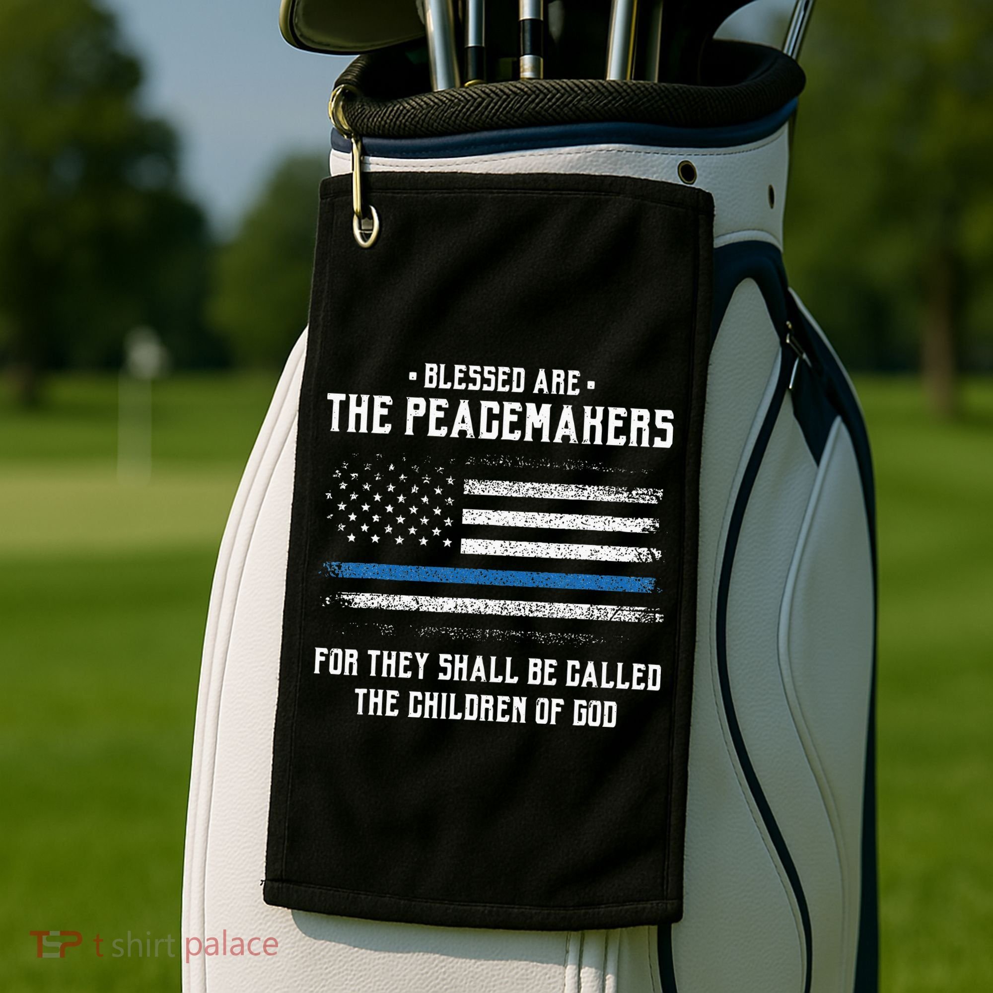 Blessed Are The Peacemakers Blue Line Police Cop Golf Towel