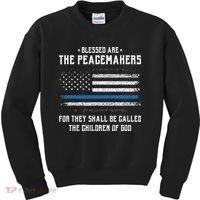 Blessed Are The Peacemakers Blue Line Police Cop Kids Sweatshirt thumb 0