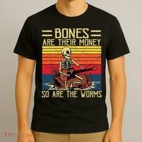 Bones Are Their Money Skeleton Playing Guitar Retro Vintage T-Shirt thumb 3