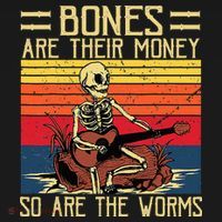 Bones Are Their Money Skeleton Playing Guitar Retro Vintage T-Shirt thumb 7