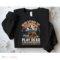 Bear Attack Tip Play Dead Funny Camping Hiking Mountain Sweatshirt thumb 2