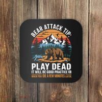 Bear Attack Tip Play Dead Funny Camping Hiking Mountain Coaster thumb 0