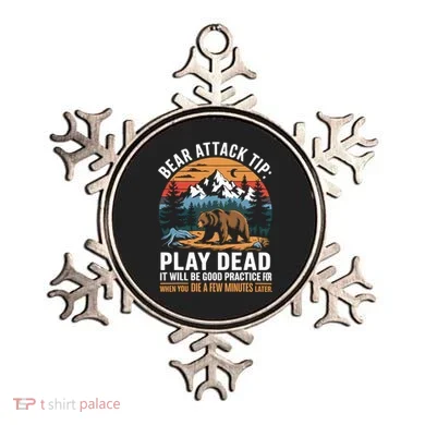 Bear Attack Tip Play Dead Funny Camping Hiking Mountain Ornament