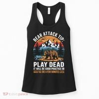 Bear Attack Tip Play Dead Funny Camping Hiking Mountain Women's Tank Top thumb 0