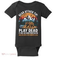 Bear Attack Tip Play Dead Funny Camping Hiking Mountain Baby Bodysuit thumb 0