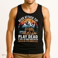 Bear Attack Tip Play Dead Funny Camping Hiking Mountain Tank Top thumb 3