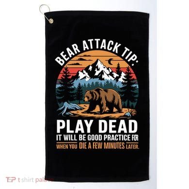 Bear Attack Tip Play Dead Funny Camping Hiking Mountain Golf Towel