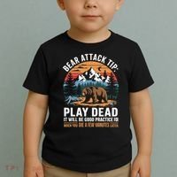 Bear Attack Tip Play Dead Funny Camping Hiking Mountain Toddler T-Shirt thumb 2