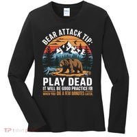 Bear Attack Tip Play Dead Funny Camping Hiking Mountain Women's Long Sleeve Shirt thumb 0
