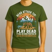 Bear Attack Tip Play Dead Funny Camping Hiking Mountain T-Shirt thumb 3