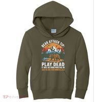 Bear Attack Tip Play Dead Funny Camping Hiking Mountain Kids Hoodie thumb 0