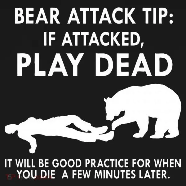 Bear Attack Tip If Attacked Play Dead It Will Be Good Bucket Hat