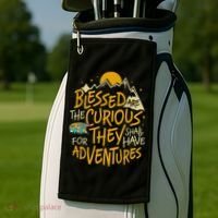 Blessed Are The Curious For They Shall Have Adventures Golf Towel thumb 2
