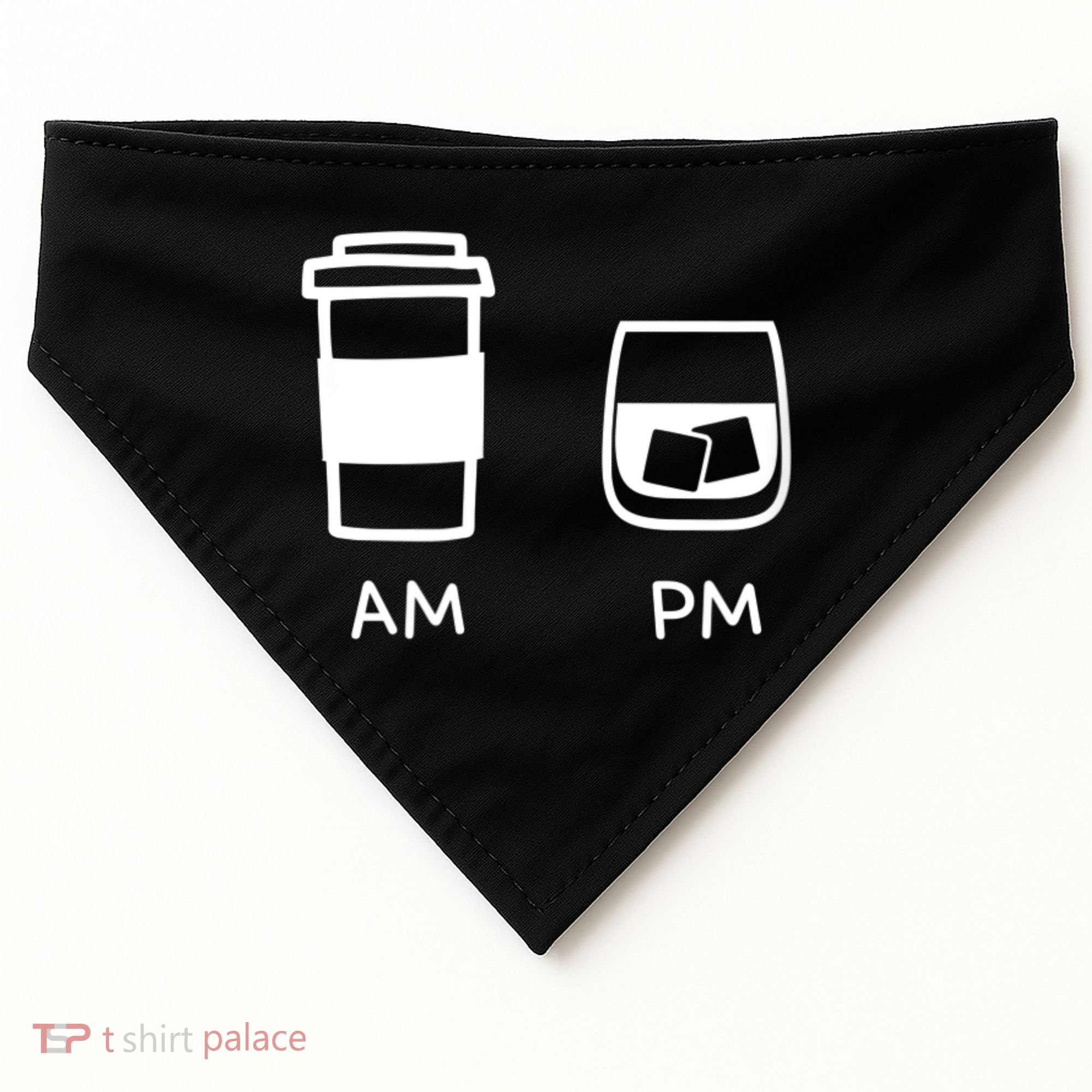 Big And Tall Am To Pm Coffee Whisky Rum Tequila Vodka USA-Made Doggie Bandana