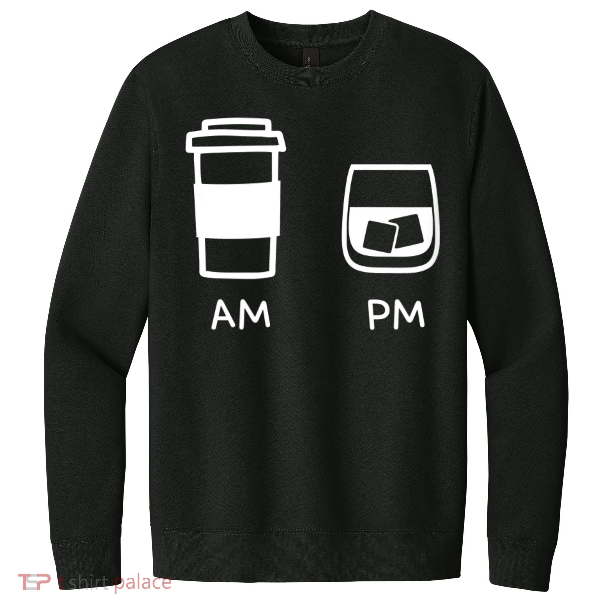 Big And Tall Am To Pm Coffee Whisky Rum Tequila Vodka V.I.T. Fleece Crew Sweatshirt