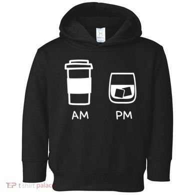 Big And Tall Am To Pm Coffee Whisky Rum Tequila Vodka Toddler Hoodie