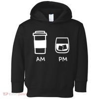 Big And Tall Am To Pm Coffee Whisky Rum Tequila Vodka Toddler Hoodie thumb 0