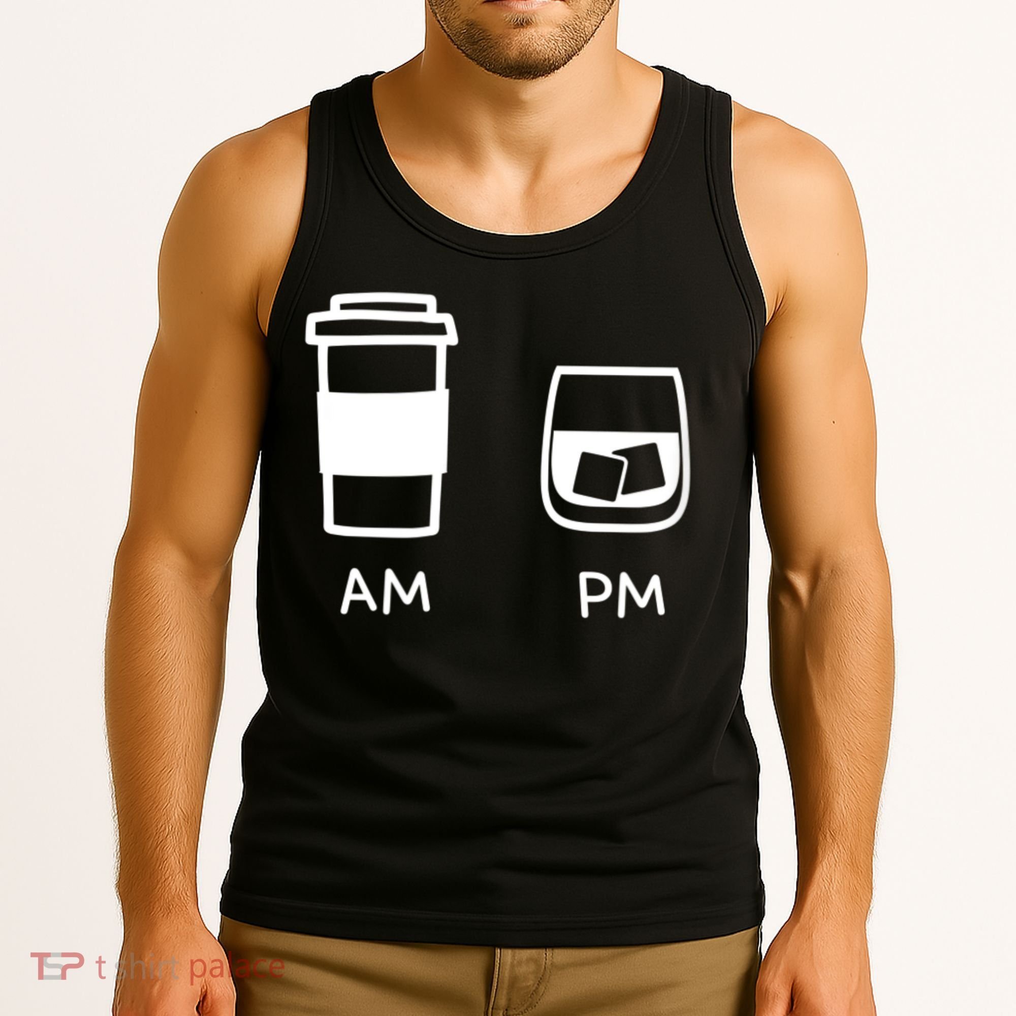 Big And Tall Am To Pm Coffee Whisky Rum Tequila Vodka Tank Top